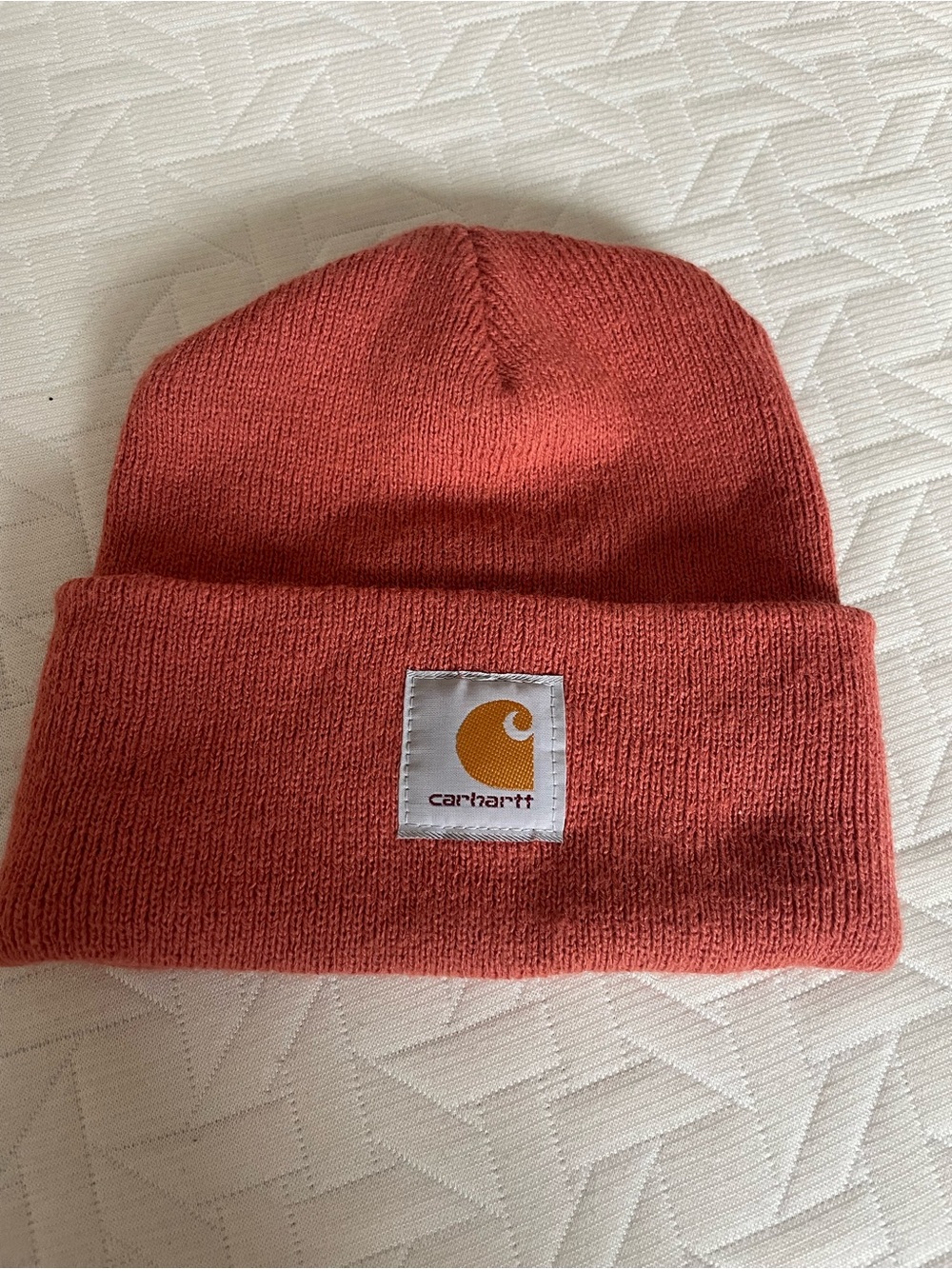 Carhartt knit cuffed beanie in dusty rose/terracotta